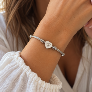 bracciale a cuore con lettera b